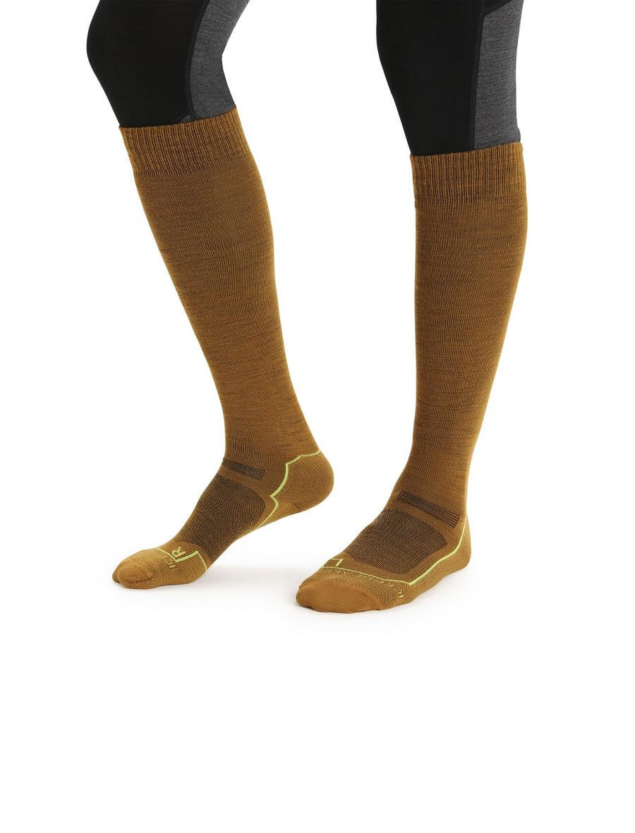 Men's Icebreaker Merino Ski+ Ultralight Over the Calf Socks Clove / Silent Gold | CA 1930EBCX